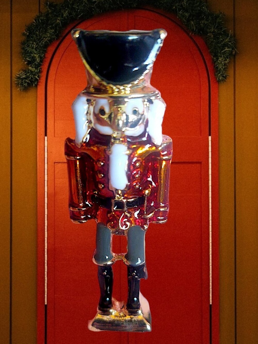 Red Enamel Nutcracker Brooch